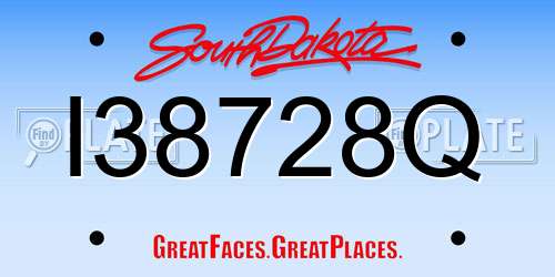 I38728Q South Dakota License Plate