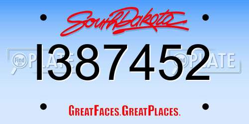 I387452 South Dakota License Plate