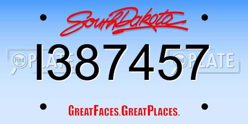 I387457 South Dakota License Plate