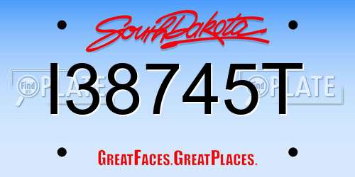I38745T South Dakota License Plate