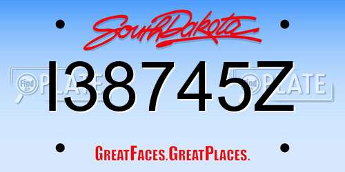 I38745Z South Dakota License Plate