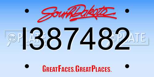 I387482 South Dakota License Plate