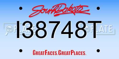 I38748T South Dakota License Plate