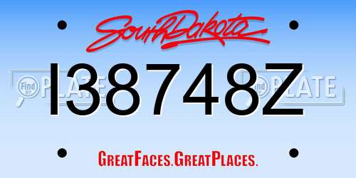 I38748Z South Dakota License Plate