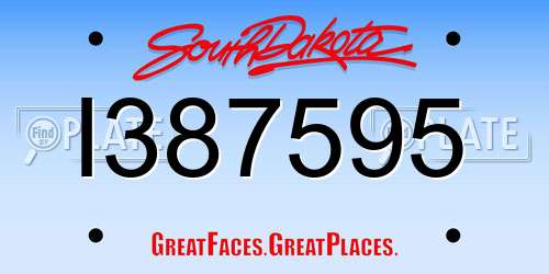 I387595 South Dakota License Plate
