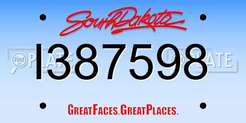 I387598 South Dakota License Plate