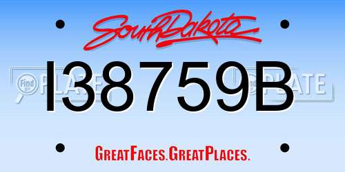 I38759B South Dakota License Plate