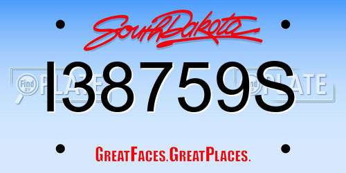 I38759S South Dakota License Plate