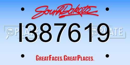 I387619 South Dakota License Plate