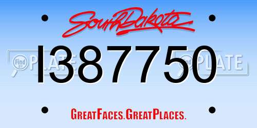 I387750 South Dakota License Plate