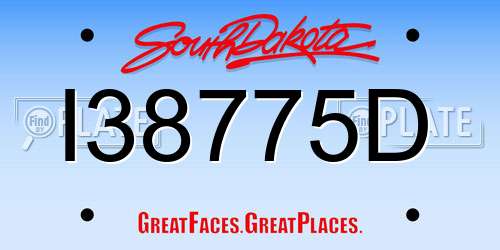 I38775D South Dakota License Plate