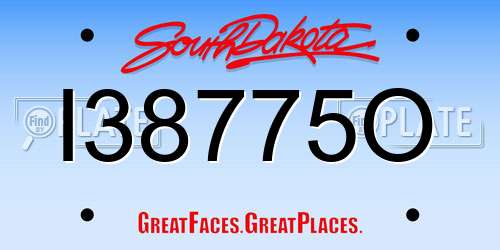 I38775O South Dakota License Plate