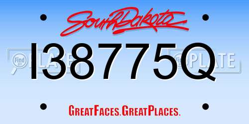 I38775Q South Dakota License Plate