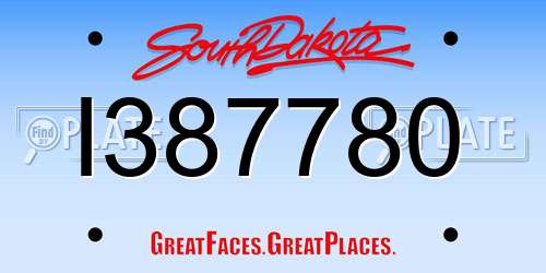 I387780 South Dakota License Plate