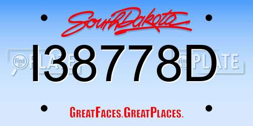 I38778D South Dakota License Plate