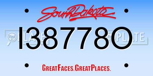 I38778O South Dakota License Plate