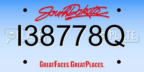 I38778Q South Dakota License Plate