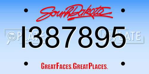 I387895 South Dakota License Plate