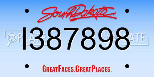 I387898 South Dakota License Plate