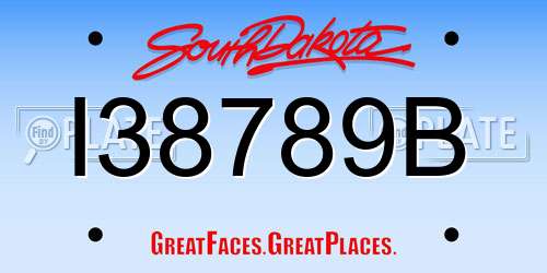 I38789B South Dakota License Plate