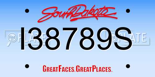 I38789S South Dakota License Plate