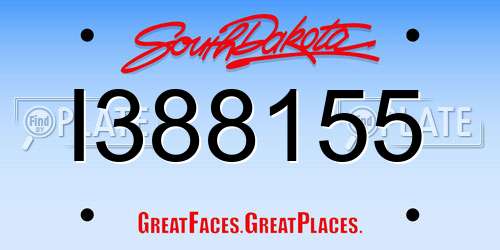 I388155 South Dakota License Plate