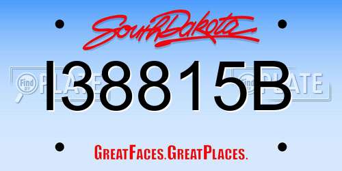 I38815B South Dakota License Plate