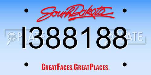 I388188 South Dakota License Plate