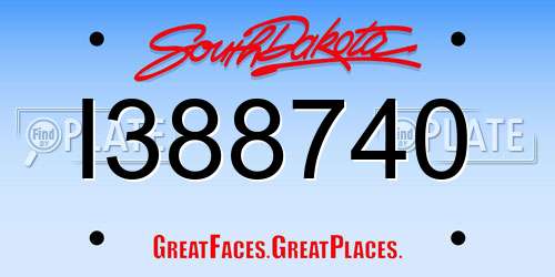 I388740 South Dakota License Plate