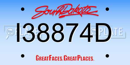 I38874D South Dakota License Plate