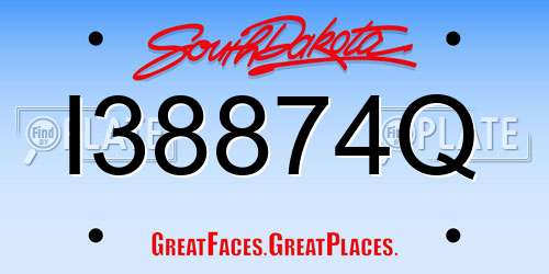 I38874Q South Dakota License Plate