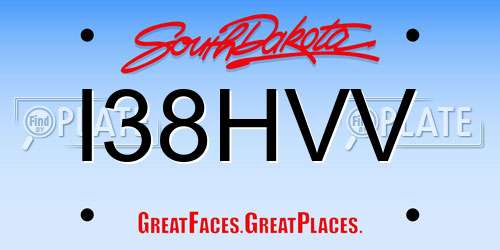 I38HVV South Dakota License Plate