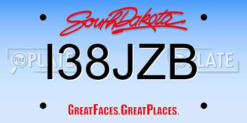 I38JZB South Dakota License Plate