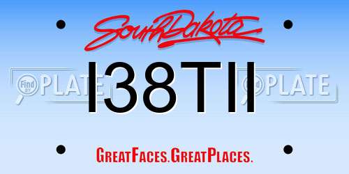 I38TII South Dakota License Plate