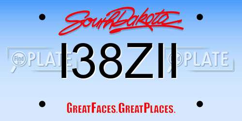 I38ZII South Dakota License Plate