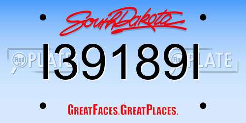 I39189I South Dakota License Plate