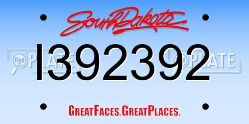 I392392 South Dakota License Plate