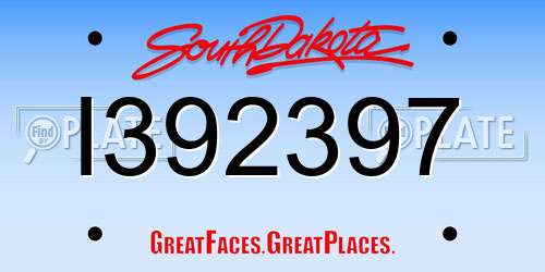 I392397 South Dakota License Plate
