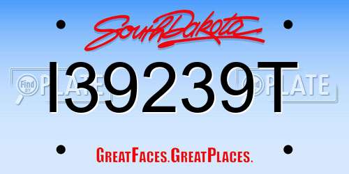 I39239T South Dakota License Plate