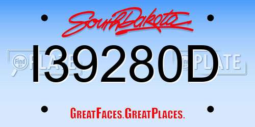 I39280D South Dakota License Plate
