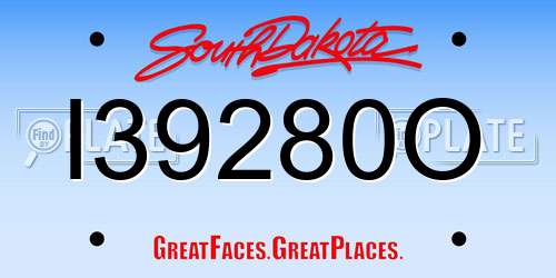 I39280O South Dakota License Plate