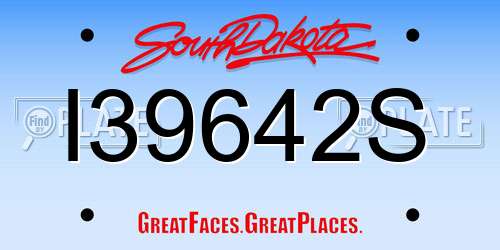I39642S South Dakota License Plate