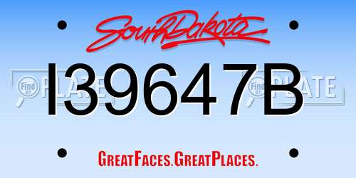 I39647B South Dakota License Plate