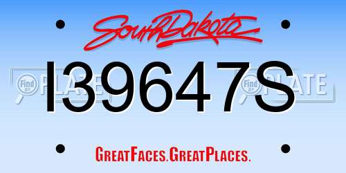 I39647S South Dakota License Plate