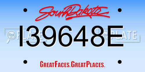 I39648E South Dakota License Plate