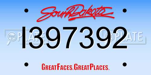 I397392 South Dakota License Plate