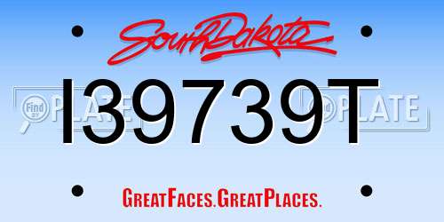 I39739T South Dakota License Plate