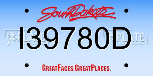I39780D South Dakota License Plate