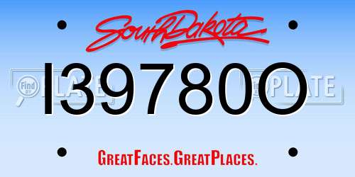 I39780O South Dakota License Plate