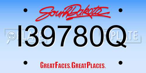 I39780Q South Dakota License Plate